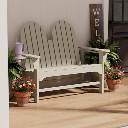 Outdoor Patio HDPE Adirondack Garden Skinny Bench (Sand / 51.5IN)