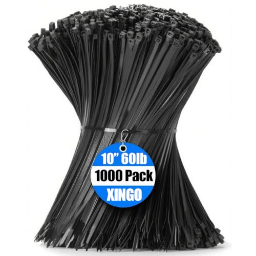 1000 PCS Black Zip Ties 10 Inch (10 Inch(60 lbs, 1000 pcs) / Black)