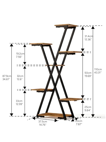 Plant Stand Indoor with Grow Lights (Black / 43.3 inch, 7 tier)