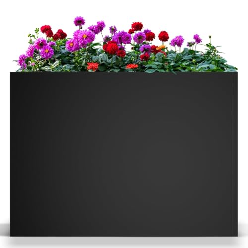 Metal Planter Box for Outdoor Plants 38" L x 13" W x 30" H (Black / 38" L x 13" W x 30")