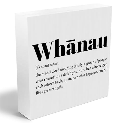 Whānau Definition Maori Rustic Home Office Decor Wooden Box Sign (White 1233 / Wooden box（5.1 x 5.1 inches）)