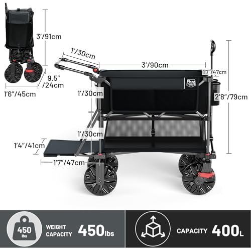 Push & Pull Double Decker Wagon (Black / With Push Handle)