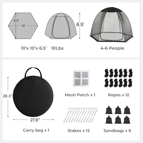 Pop Up Screen House Tent 10x10 FT (10 x 10 x 7 FT)