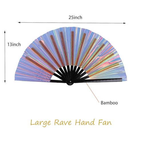 Large Holographic Folding Hand Fan for Line Dance (Fantastic)