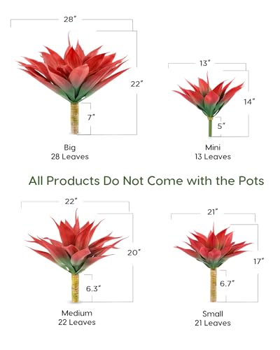 Fall Fake Agave Artificial Plant (Red*2 / 28 Inches)