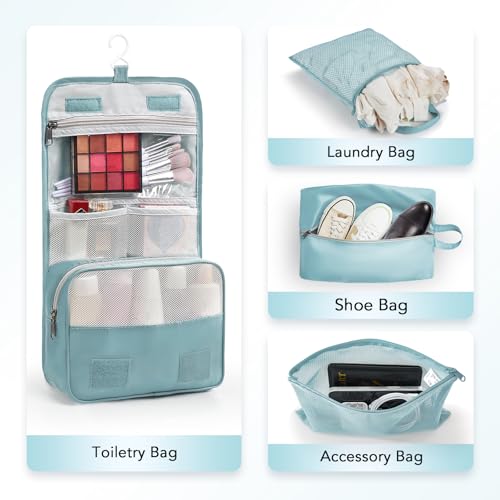 8 Set Compression Packing Cubes for Travel Essentials (Blue Gray)