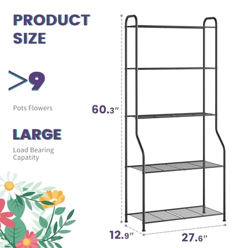 5 Tier Corner Plant Stand (Black / 5 Tier)