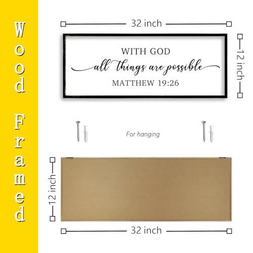 With God All Things are Possible Wall Decor 32"X12" Black (32"L x 12"W / With God All Things are Possible (Black))