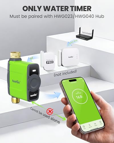 WiFi Water Timer for Garden Hose (Green / Brass Outlet Timer without Hub)