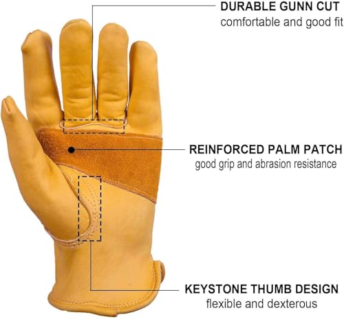 Leather Work Gloves for Men (Gold(24 Pairs) / Medium)