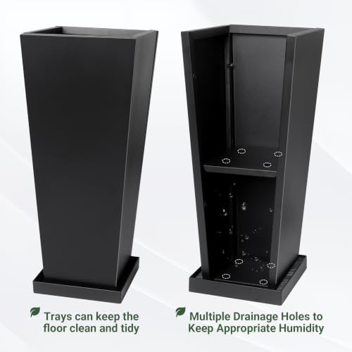 28" Metal Tall Outdoor Planters Set of 2 (28" H)