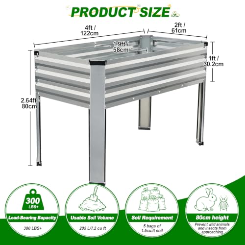 Galvanized Raised Garden Bed with Legs 2Pack (Silver)