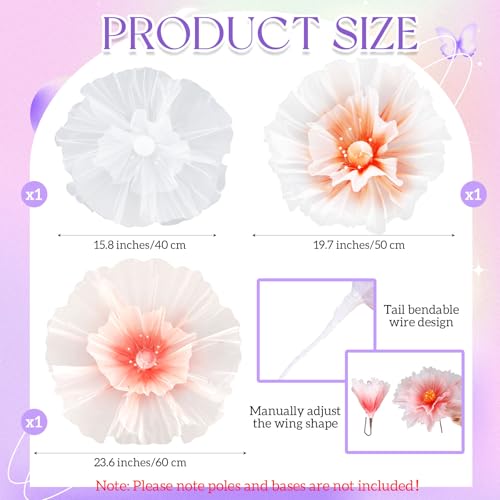 3 Pcs Giant Flowers Decorations for Wedding Backdrop (Flower / White,orange, Flesh Pink)