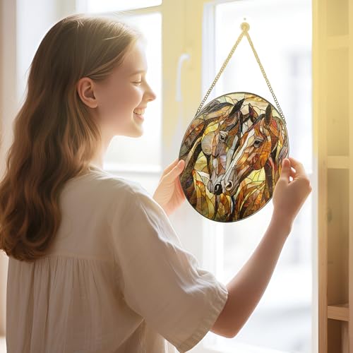 Stained Glass Window Hanging (Horses)