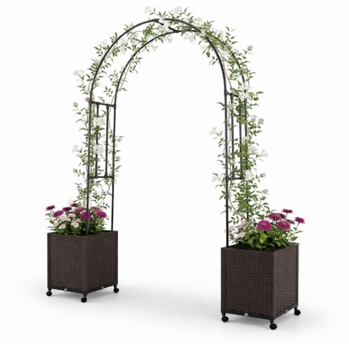 Metal Garden Arch Trellis Arbor with 2 Self
