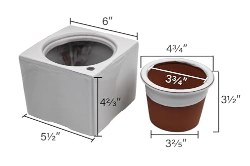 Ceramic African Violet Self Watering Pot 6 Inch Square Pot 3.5 Inch Innter Pot Easy Fill Water Reservoir White (White)