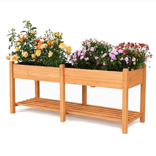 72 in Raised Garden Beds Outdoor Fir Wood Planters for Outdoor Plants (Brown / W72X D23.5X H30in)