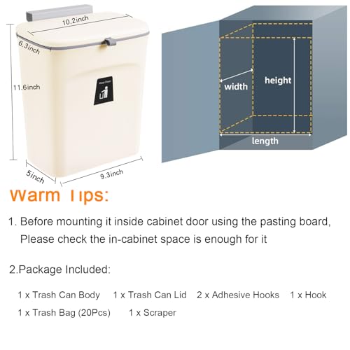 2.4 Gallon Kitchen Compost Bin for Counter Top or Under Sink (Beige)