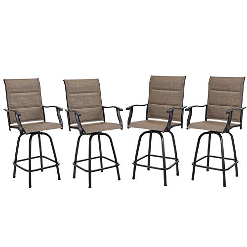Outdoor Patio Swivel Bar Stools Set of 4 (Padded Brown / 4 Piece)