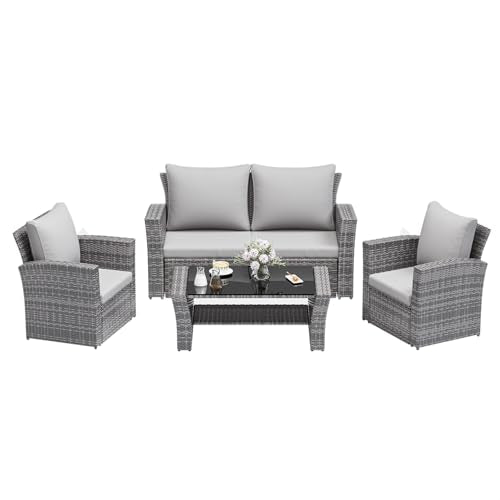 Patio Furniture Set (Light Gray / 4)