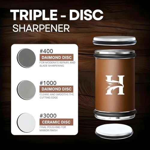 Rolling Knife Sharpener Kit with Diamond & Ceramic Disc (CHOCO)