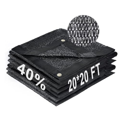 Shade Cloth for Garden (20FTx20FT / 40% Shade-Black)