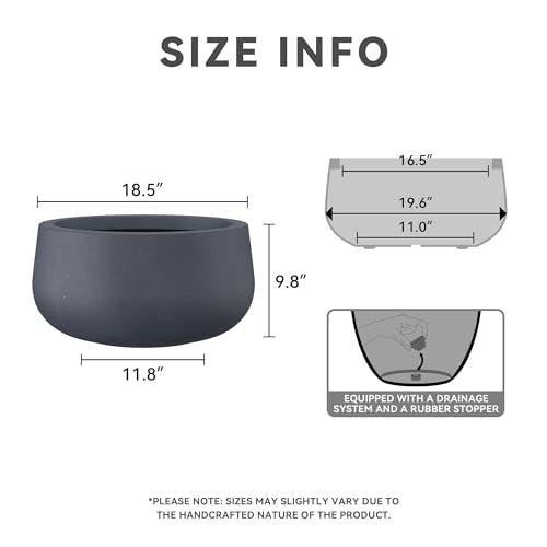 Charcoal Concrete Planter 20" Dia All (Dark Gray / 19.6"D)