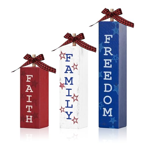 Smile 3 Pcs Wooden Veterans Day Patriotic Memorial Day Indoor Decorations (Memorial)