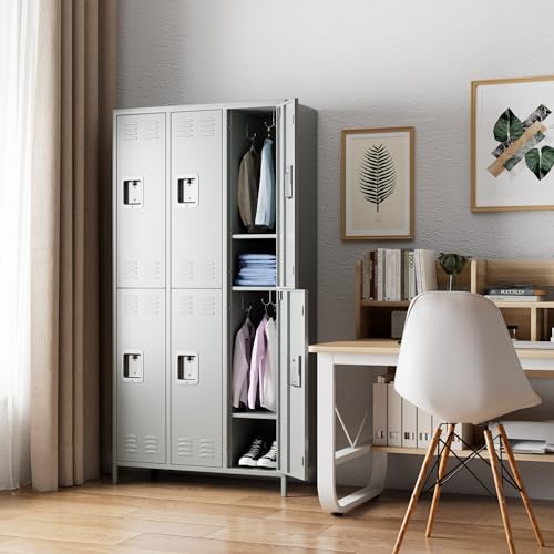 Metal Storage Locker for Employees (Light Grey / 6 Door)