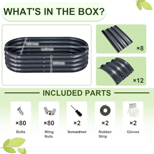 2 Pack Galvanized Raised Garden Beds Outdoor (Gray 2 Pcs / 4 x 2 x 1 ft)