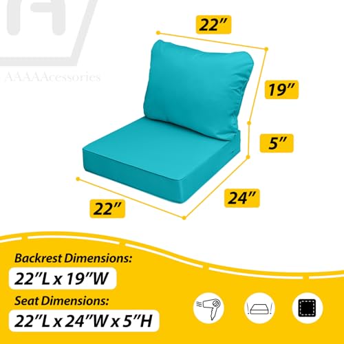Outdoor Chair Cushions (Turquoise Blue / 22"x24"x5" / 22"x19")