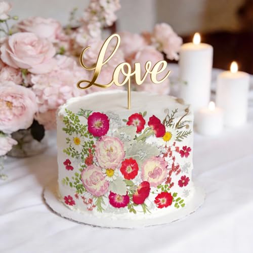 48 Pcs Mix Natural Dried Pressed Flowers for Cake Decorating (Rose)