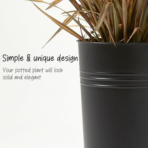25'' Tall Galvanized Steel Planter Pot with Water Level Indicator (Black / 25'' H.)