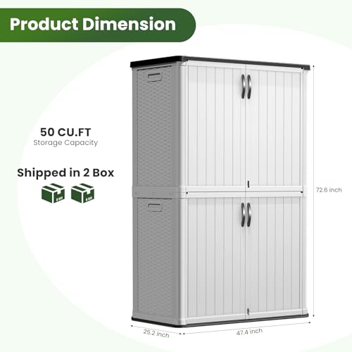 50 CuFt Outdoor Storage Cabinet with Lockable Doors (50 CUFT / White)