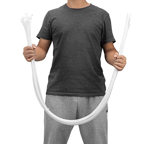60 Inch White Large Zip Ties Heavy Duty 120 Pack (White / 60 inch(200lb))
