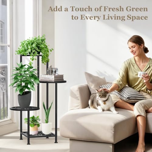 4 Tier Plant Stand Indoor Outdoor (Flower Black / 4 Tier)