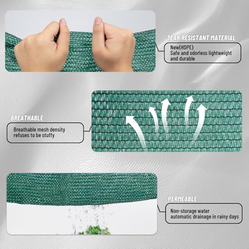 Sun Shade Cloth with Grommets for Garden (10FTx14FT / 90% Shade-Dark Green)