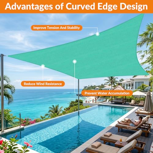 17'X18' Sun Shade Sail Turquoise Curved Square Customizable (Turquoise / 17'X18' custom)