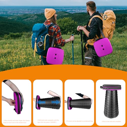 Foldable Camping Stool with Cushion (Purple With Cushion)