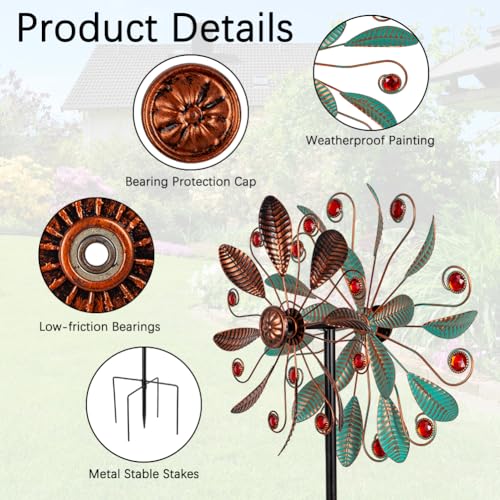 Metal Wind Spinners Outdoor (13inch(Patina))
