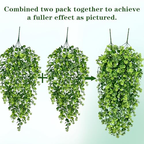 8Pcs Fake Hanging Plants 3ft Fake Plants Vines Greenery (Light Green Ivy Vines-thickened / 8Pcs Plants)