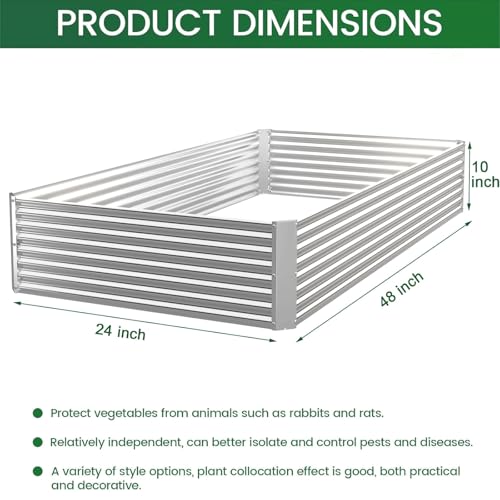 4 Pack Corrugated Galvanized Steel Raised Garden Bed Outdoor (4x2FTx10inch)