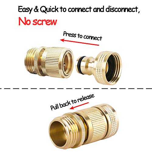 Garden Hose Quick Connector Water Hose Quick Connect ¾ inch GHT Brass Easy Connect Fitting Quick Connect Hose Fittings Garden Hose Fitting Water Hose Connectors (3 Count)
