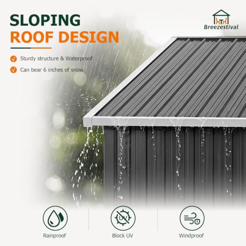 10x8FT Outdoor Storage Shed with Floor Black (Dark Black / 10' x 8')