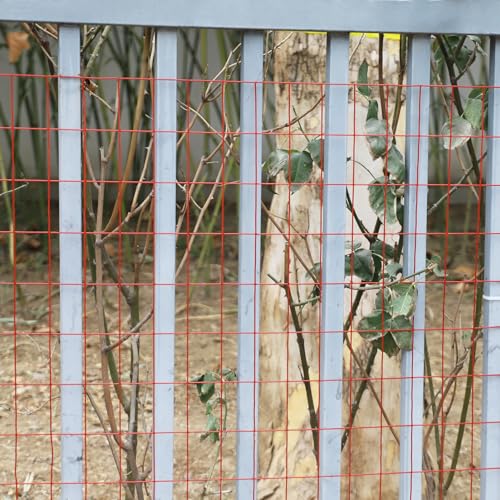 Red PVC Coated Welded Wire Fence 36" x 50' Roll (Red / 2''x3'' 16GA 36''x50')
