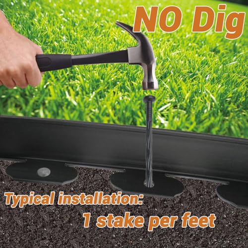 Landscape Edging (Black-66feet / Plastic Stakes)