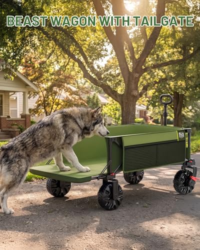 600L Beast Wagon 26" W Extra Wide All Terrain Folding w (Green / 600L)