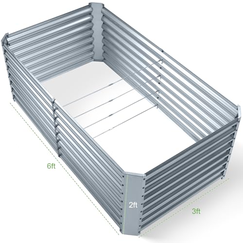 2 Pack 6×3×2 ft Galvanized Metal Raised Garden Bed (Modern Grey / 6×3×2ft)