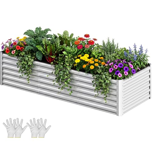 8x4x2ft Galvanized Raised Garden Bed (8x4x2ft / Silver)