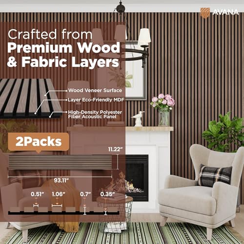 Acoustic Wood Wall Panels (Traditional Walnut / 94X11 (2 PCs))